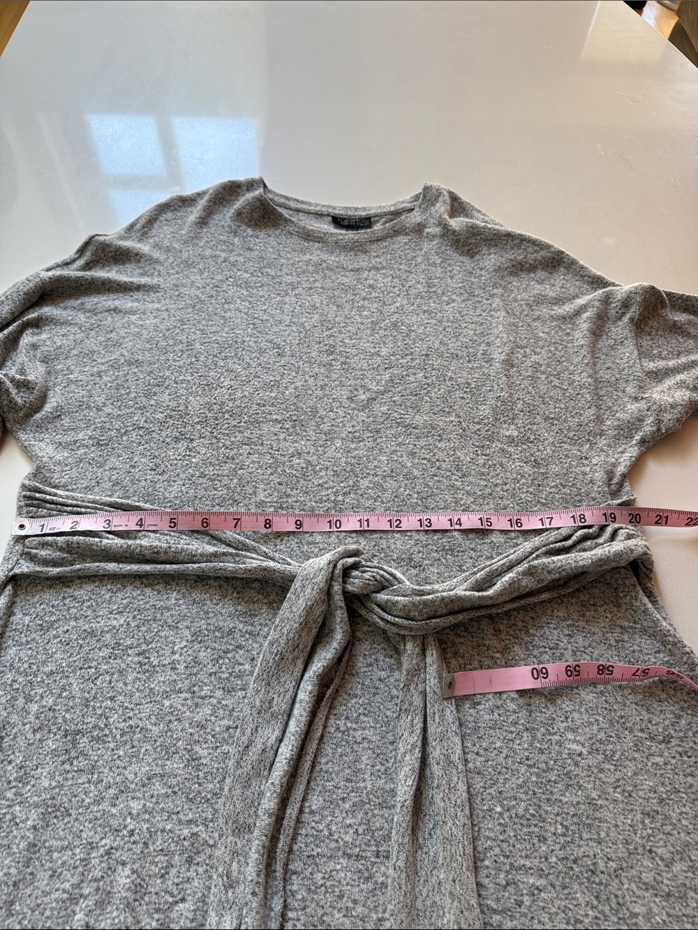 Topshop Gray Tie-Waist Super Soft Long Sleeve Sweatshirt Sweater Dress, Size 12 - Picture 12 of 13